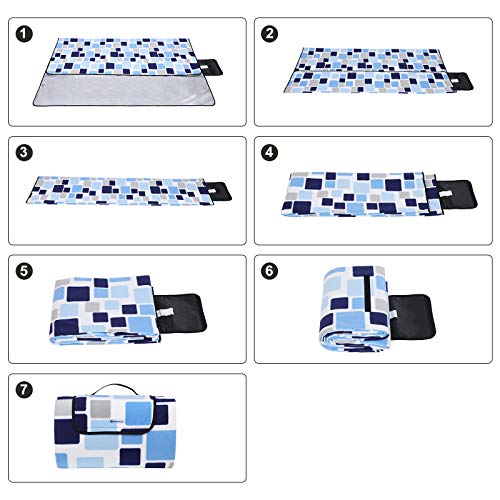 SONGMICS 200 x 200 cm Coperta Telo PIC-nic Tappeto Campeggio Giardino Impermeabile Pieghevole Manico Multiuso GCM71L - 5