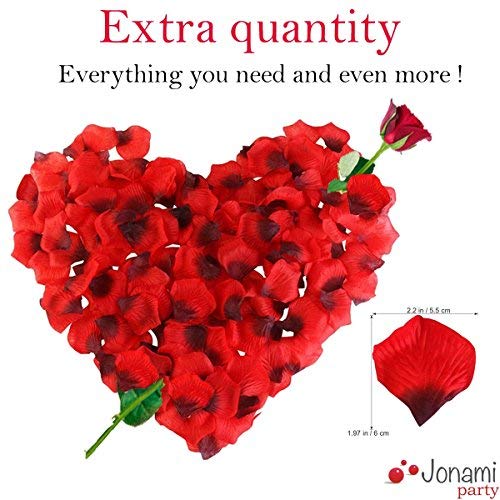 Kit Romantico di Candele e Petali | 50 Candeline a Forma di Cuore + 1000 Petali di Rosa di Seta + 12 Palloncini a Forma di Cuore Rossi - Decorazioni per Matrimonio, San Valentino e Fidanzamento - 3