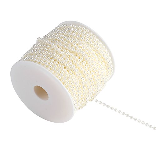 Perle Artificiali Perle Perline Fai da Te Catena Handmade Tenda Feste Rifornimenti di Festa di Nozze Festival Ornamenti 40m/Rotolo 4mm(Beige) - 2