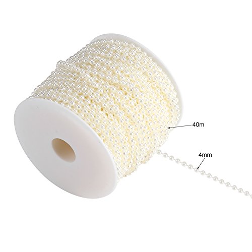 Perle Artificiali Perle Perline Fai da Te Catena Handmade Tenda Feste Rifornimenti di Festa di Nozze Festival Ornamenti 40m/Rotolo 4mm(Beige) - 3