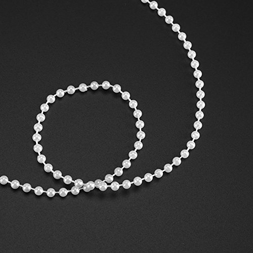 Perle Artificiali Perle Perline Fai da Te Catena Handmade Tenda Feste Rifornimenti di Festa di Nozze Festival Ornamenti 40m/Rotolo 4mm(Beige) - 5