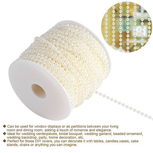 Perle Artificiali Perle Perline Fai da Te Catena Handmade Tenda Feste Rifornimenti di Festa di Nozze Festival Ornamenti 40m/Rotolo 4mm(Beige) - 6