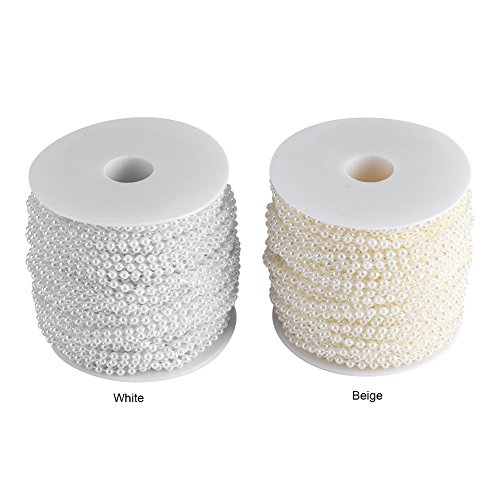 Perle Artificiali Perle Perline Fai da Te Catena Handmade Tenda Feste Rifornimenti di Festa di Nozze Festival Ornamenti 40m/Rotolo 4mm(Beige) - 9