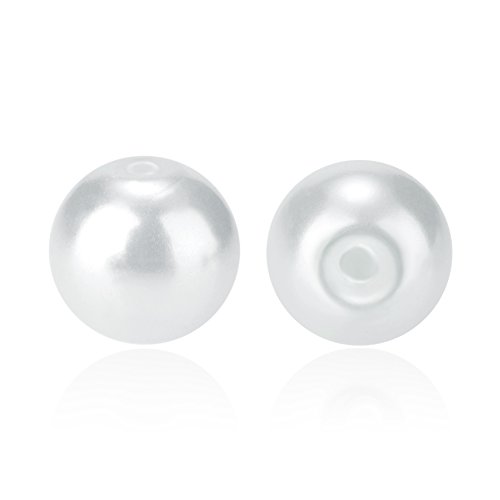 PandaHall Elite 1000PCS Perline Vetro Perlaceo Rotonde Perline Perla Tinte 4mm di Diametro Colore Bianco - 3