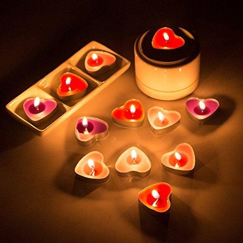 Ailiebhaus 50 candele amore galleggiante senza fumo candele romantico moderno Rosa - 3