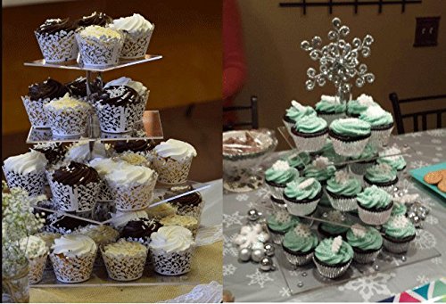 3 fila Piazza Cupcake Stand BoundleJoy Chiaro Acrilico Pila Partito Nozze Attivit¨¤ commerciale torta Dolce Torre - 3