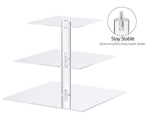 3 fila Piazza Cupcake Stand BoundleJoy Chiaro Acrilico Pila Partito Nozze Attivit¨¤ commerciale torta Dolce Torre - 4