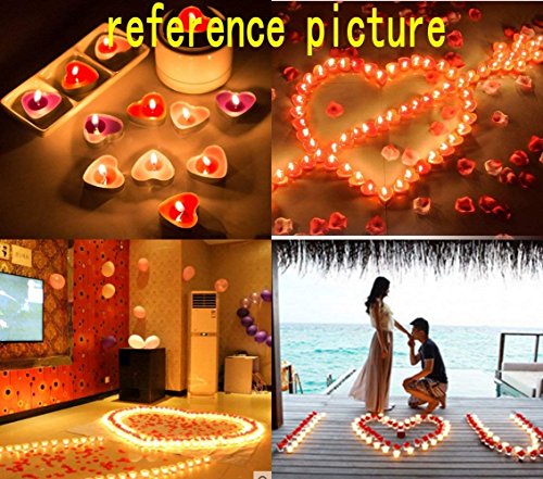 JZK 50 Rosso + 50 Rosa lumini Cera Cuore Piccoli Candele Rosse per Matrimonio San Valentino candeline Cuore in Piccoli Bicchierini di Metalli Alluminio Tea Light - 6