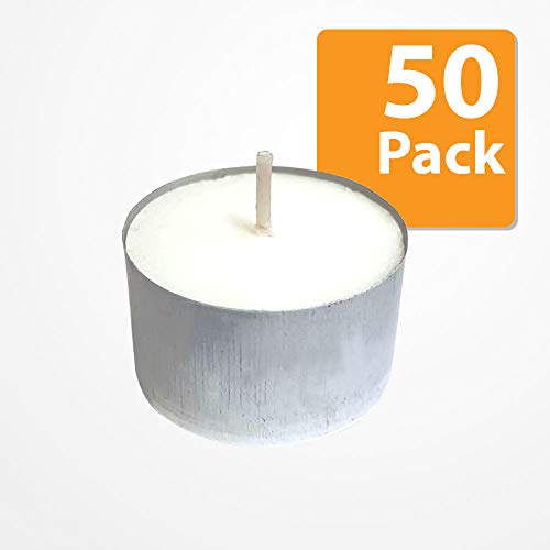 ARVO Candele Tealight Bianco, Unscented, 6-8 Ore Burn Time Wax Candles Confezione da 50 Pezzi - 2