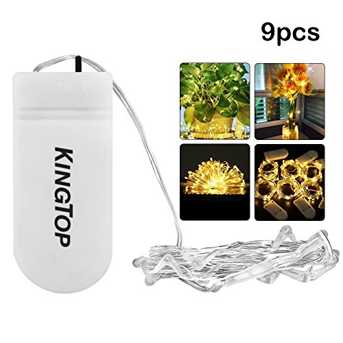 [9 Pezzi]KingTop Luci Led Micro 2M 20 Leds Con Filo Di Argento Impermeabile Luci Led Natale Bianco Caldo Con Batteria Luci Stringa Per Interno e Esterno - 6