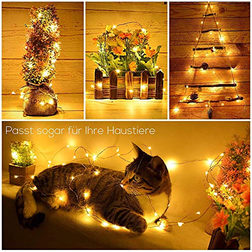 Merisny 9 x 20 LED Luci Stringa per Bottiglia di Vino,Filo d'argento,12 Pezzi Batteria di Ricambio,Bianco caldo, DIY, Matrimonio, Halloween, Idea regalo/Natale - 7