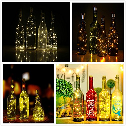 LED Bottiglia di sughero Luci, USB alimentato ricaricabile, 1.9m Filo di rame con 20 LED Stellato Luci a corda, per DIY arredamento All'aperto BBQ raduno Festa Nozze Vacanza (3 Pezzi, Bianco caldo) - 4