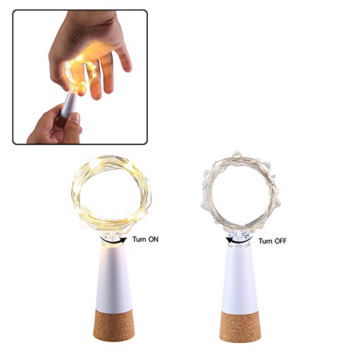 LED Bottiglia di sughero Luci, USB alimentato ricaricabile, 1.9m Filo di rame con 20 LED Stellato Luci a corda, per DIY arredamento All'aperto BBQ raduno Festa Nozze Vacanza (3 Pezzi, Bianco caldo) - 7