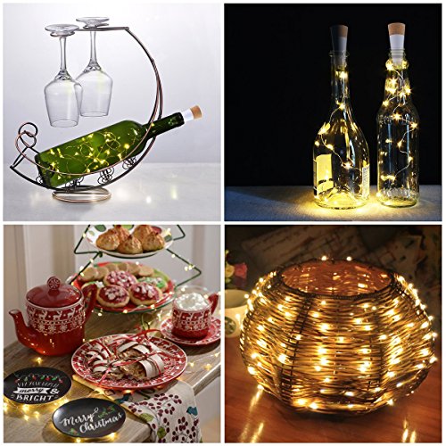 LED Bottiglia di sughero Luci, USB alimentato ricaricabile, 1.9m Filo di rame con 20 LED Stellato Luci a corda, per DIY arredamento All'aperto BBQ raduno Festa Nozze Vacanza (3 Pezzi, Bianco caldo) - 8