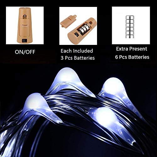 Qedertek 8 Pezzi Luci Led a Batteria, 2M 20 Micro Led Luci per Bottiglie, Luci Tappo Decorative, Stringa Luci Led Filo di Rame Impermeabile, Luci Bianco Freddo Addobbi Bottiglia di vino, Natale, Party - 2