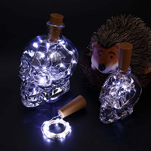 Qedertek 8 Pezzi Luci Led a Batteria, 2M 20 Micro Led Luci per Bottiglie, Luci Tappo Decorative, Stringa Luci Led Filo di Rame Impermeabile, Luci Bianco Freddo Addobbi Bottiglia di vino, Natale, Party - 4