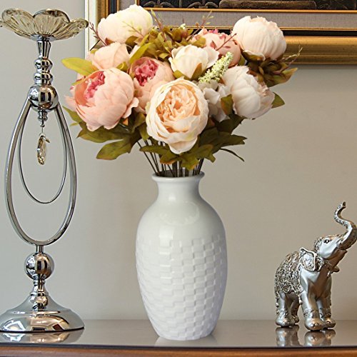 Amkun - Bouquet vintage di peonie artificiali in seta, ornamento per casa e matrimoni, confezione da 1 Champagne - 4