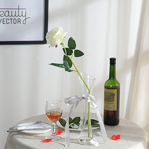 JUDY Rose Finte 10 PCS Fiori Finti Composizioni Floreali Bouquet da Sposa Decoration (Bianco) - 4