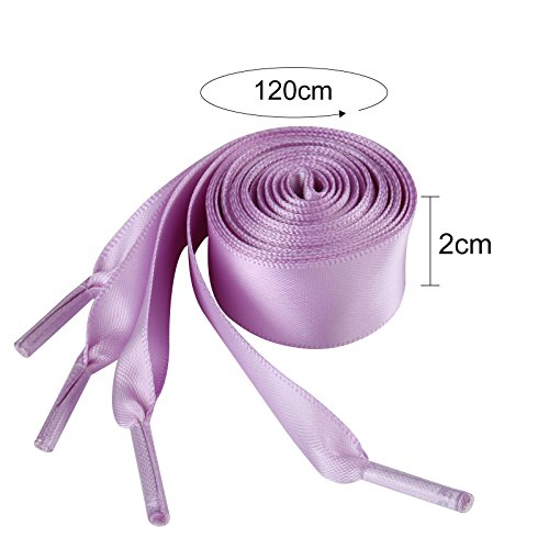 GWHOLE Donne di Modo Satin Lacci per Scarpe Solide Casual Flat Satin Ribbon Shoelaces Sneaker Shoestrings per le Donne Ragazze - 3