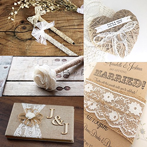 Okaytec 4 Rotoli di Nastri in Pizzo - 3 pz Nastri Pizzo Bianco di 10 Metri + 1 Nastro Raso Beige 10 Metri - Pizzo Applicazioni Floreali Fai da te Decorare - Nastro Bianco per Regali di Matrimonio - 2