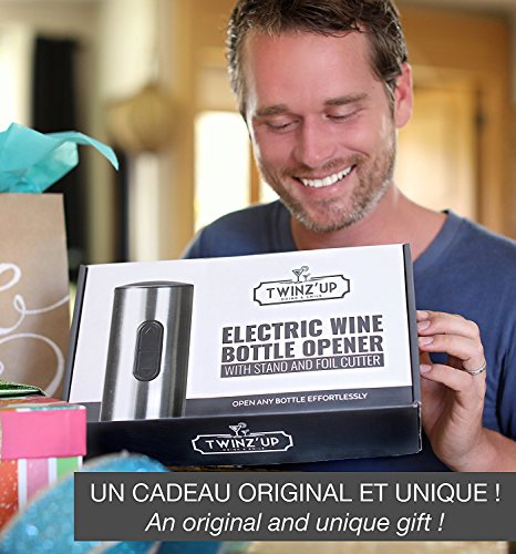 Twinz'up Cavatappi Elettrico Senza-Filo Professionale Cofanetto con Taglia-Capsula e Base di Ricarica - Batteria di Seconda Generazione – Il Regalo Ideale per Tutti Amanti del Vino e Enologia - 6