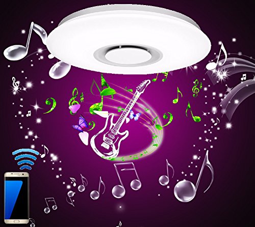 Trango LED cielo stellato lampada da soffitto 24 Watt 2400 Lumen con altoparlante Bluetooth con integrato RGB ambiente illuminazione dimmerabile tg3095 - 3