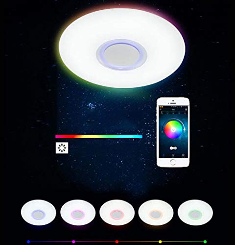 Apparecchio Plafoniera A LED Con Altoparlante Audio Bluetooth, Telecomando APP, Dimmerabile, 40CM, 24W, 90-265V, Lampada Da Soffitto A Sospensione A Sospensione Con Musica - 4