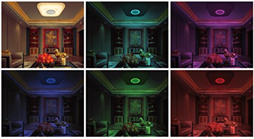 Trango TG3099 - Plafoniera a LED quadrata, 24 Watt, 2000 lumen, con altoparlante Bluetooth e illuminazione per ambienti RGB integrata, a intensità variabile - 2