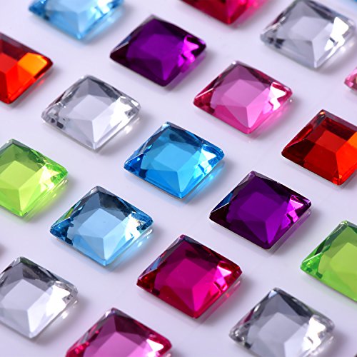 9 Fogli strass Autoadesivo Adesivi Cristallo Gemma Fogli per Fai Da Te Bricolage Decorazione, Colori Assortiti, Quadrato, Rotondo e a Forma di Cuore - 3