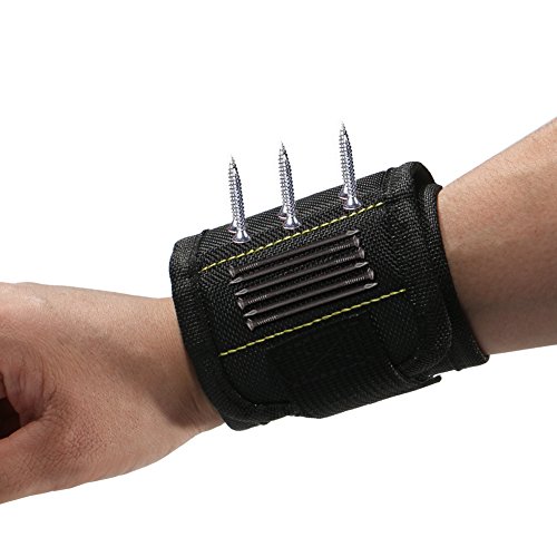 EXTSUD Bracciale Magnetico Lavoro con 5 Forti Magneti Organizzatore Polsiera Porta Viti Cacciaviti Chiodi Punte di Trapano Braccialetto per Utensili Bricolage Fai da Te Regalo per Uomo Marito Padre - 7