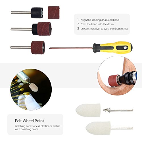 Accessori per utensili rotanti,Meterk 349pcs Set di accessori per multiuso utensili rotanti 1/8″per un facile taglio, Rettifica di levigatura, Incisione di,foratura,Lucidatura,Progetto fai-da-te - 4