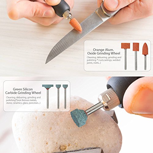 Accessori per utensili rotanti,Meterk 349pcs Set di accessori per multiuso utensili rotanti 1/8″per un facile taglio, Rettifica di levigatura, Incisione di,foratura,Lucidatura,Progetto fai-da-te - 5
