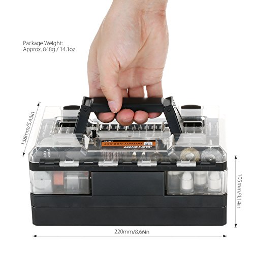 Accessori per utensili rotanti,Meterk 349pcs Set di accessori per multiuso utensili rotanti 1/8″per un facile taglio, Rettifica di levigatura, Incisione di,foratura,Lucidatura,Progetto fai-da-te - 9