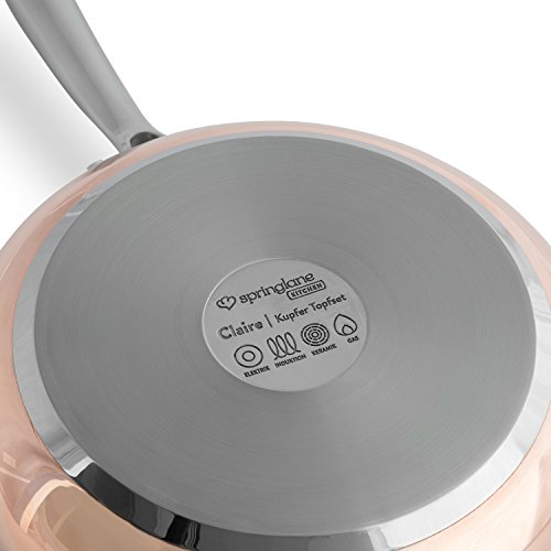 Set di Pentole Claire in Acciaio Inox a 3 Strati | di rame con coperchi in vetro, adatte a tutti i tipi di fornelli, inclusi induzione - 5