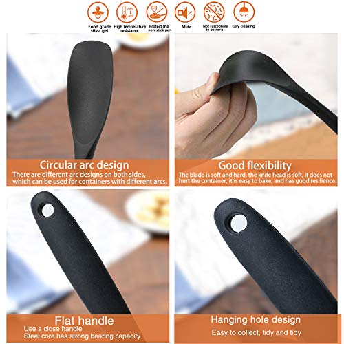 CRMICL Utensili da Cucina in Silicone da 20 Pezzi, WisFox Utensili da Cucina in Silicone Resistenti al Calore, Utensili da Cucina antiaderenti da Cucina 10 Set + Ganci da 10 S-Nero - 6