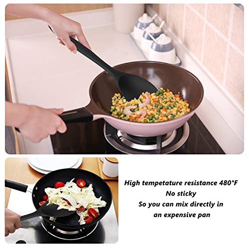 CRMICL Utensili da Cucina in Silicone da 20 Pezzi, WisFox Utensili da Cucina in Silicone Resistenti al Calore, Utensili da Cucina antiaderenti da Cucina 10 Set + Ganci da 10 S-Nero - 7