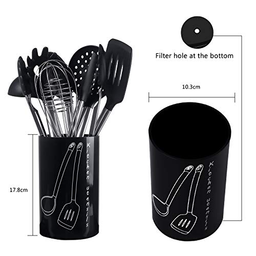 GOAMZ 9 Pezzi Utensili da Cucina,Set Utensili Cucina Silicone AntiGraffio Pentole Professionali con Porta, Acciaio Inox Antiaderente Resistente - 6
