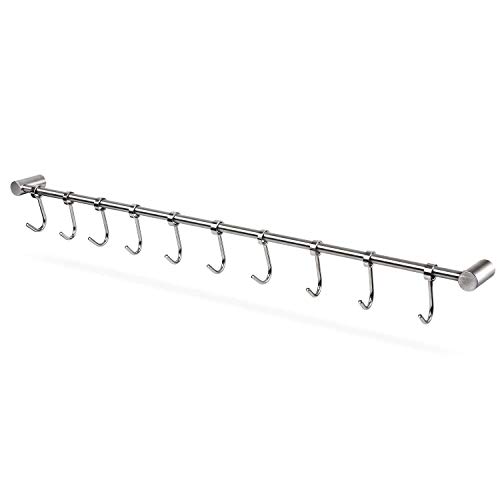 HOMFA Porta Utensili da Cucina in Acciaio Inox con 10 Ganci, 58cm Barra da Parete Carico Fino a 20kg - 2