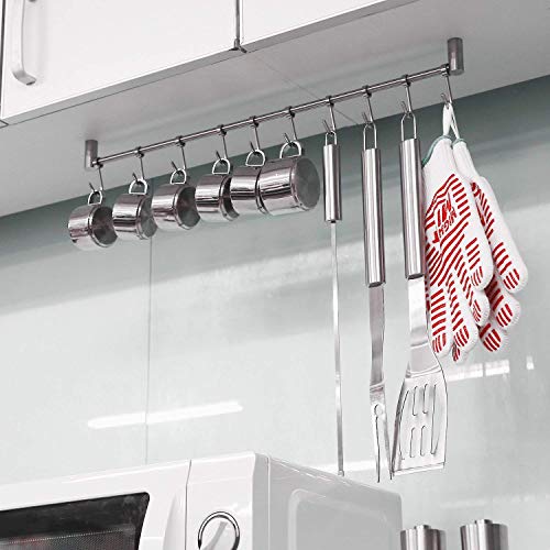 HOMFA Porta Utensili da Cucina in Acciaio Inox con 10 Ganci, 58cm Barra da Parete Carico Fino a 20kg - 6