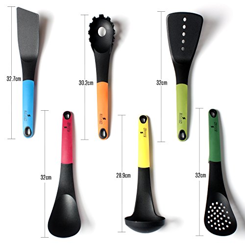 Schukaps Set di 6 Utensili da Cucina con Supporto Rotante (Vari Colori – Supporto Rotante Standard) - 2