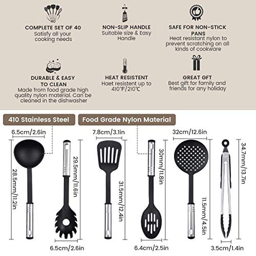 Haipei Set di utensili da cucina 40 pezzi di utensili da cucina antiaderente e resistente al calore Set di utensili da cucina cuoco Chef, regalo migliore - 2