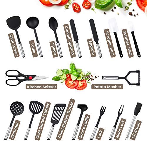 Haipei Set di utensili da cucina 40 pezzi di utensili da cucina antiaderente e resistente al calore Set di utensili da cucina cuoco Chef, regalo migliore - 3