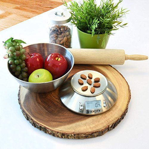 Etekcity Bilancia da Cucina Elettronica in Acciaio Inossidabile 5kg/ 11lb,Ciotola Mescolata,Timer Allarme,Indicatore Temperatura,Display Retroilluminato,D’argento - 8