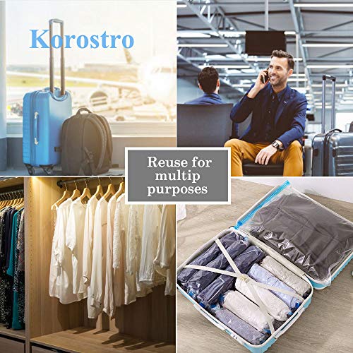 KOROSTRO Sacchetti Buste Sottovuoto, Sacchetti Sottovuoto 6 Pezzi con Pompa, 2 Piccoli(50×70 cm) + 2 Media(60×80 cm) + 2 Grande(70×100 cm) per Viaggi Abiti Piumoni e Cuscini Conservazione Salvaspazio - 6