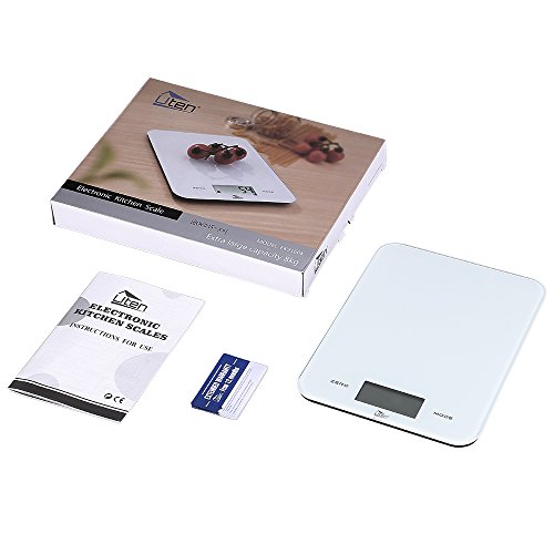 Uten Cucina 8 kg/8 Kilogram Cibo Digitale Bilancia con Piattaforma in Vetro temperato Touch Button e Batteria Incluso (Bianco), 23 CM17 CM - 7