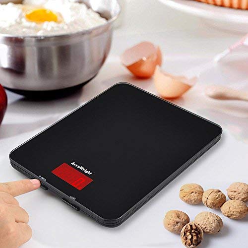 ACCUWEIGHT Bilancia da Cucina Digitale con Alta Precisione, Multifunzionale Bilancia da Cucina Elettronica, Design Liscio Facile da Pulire, LCD Display Retroilluminato, 5kg - 2
