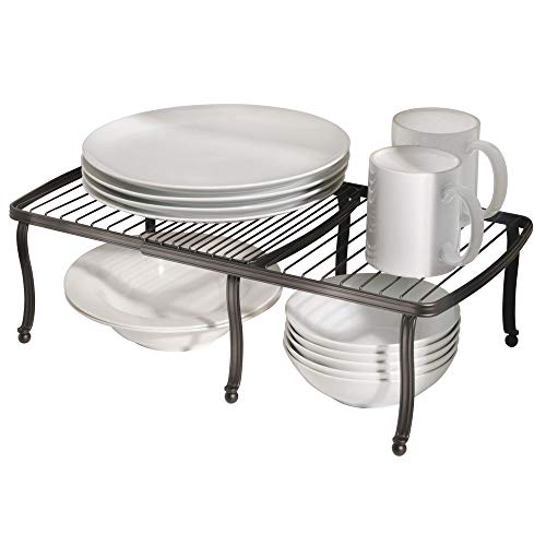 mDesign Porta Piatti e Porta Stoviglie – Scaffale Cucina Salvaspazio – Ripiani per ottimizzare gli spazi e sfruttare ogni centimetro – Allungabile – Acciaio rifinito in Bronzo - 5