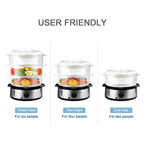 Aigostar Fitfoodie 30INA – Vaporiera elettrica in acciaio inox, con Timer, 3 cestini, 800W, BPA Free Fornetti a vapore Design Esclusivo - 2