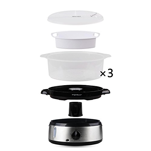 Aigostar Fitfoodie 30INA – Vaporiera elettrica in acciaio inox, con Timer, 3 cestini, 800W, BPA Free Fornetti a vapore Design Esclusivo - 7