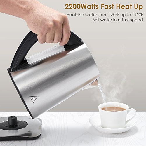 Aicok Bollitore Elettrico 6 Temperatura Regolabile(40°-100°) Bollitore in Acciaio Inox, 1.7L Bollitore da Acqua, Spegnimento Automatico, Thermally Insulated Handle, 2200W - 8